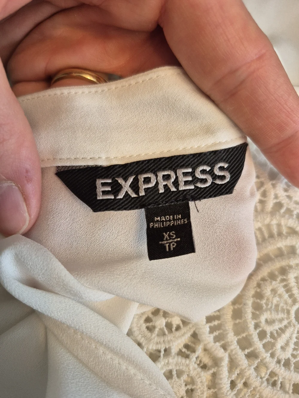 Express Women's Feminine Boho Coastal Cowgirl White Lace Blouse Size XS/S - Picture 7 of 7